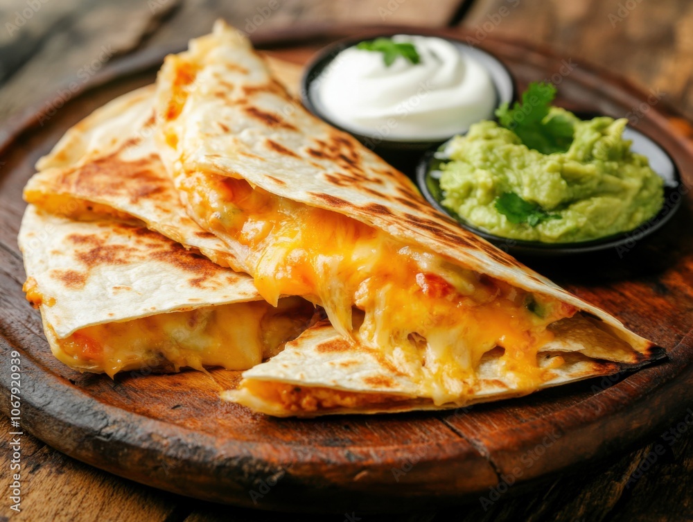 Cheesy Quesadilla with Gooey Cheese and Crispy Texture Cheesy Quesadilla with Gooey Cheese and Crispy Texture