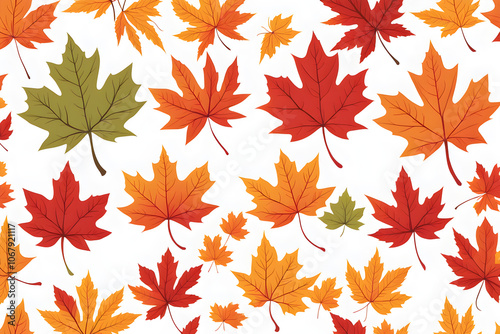 autumn leaves background, red and yellow stars, maple leaves isolated on white