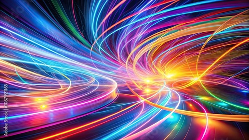 Vibrant light trails swirling and dancing in abstract patterns, light trails, vibrant, abstract, motion, beauty