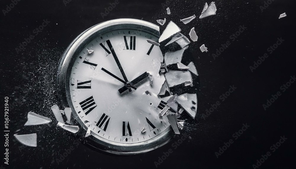 The clock broke and turned into sculptures and scattered The clock broke and turned into sculptures and scattered