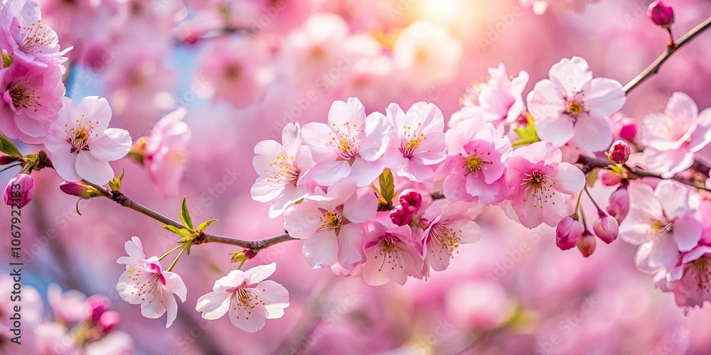 Close up of delicate pink tree blossoms in full bloom, nature, floral, spring, petals, blooming, seasonal, pastel, buds Close up of delicate pink tree blossoms in full bloom, nature, floral, spring, petals, blooming, seasonal, pastel, buds