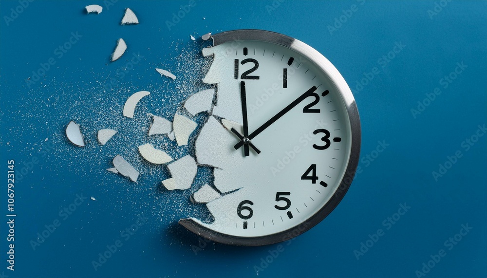 The clock broke and turned into sculptures and scattered The clock broke and turned into sculptures and scattered
