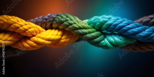 Unity and Strength Concept . Team rope diverse strength connect partnership together teamwork unity communicate support. Strong diverse network rope team concept integrate cooperation empower power.