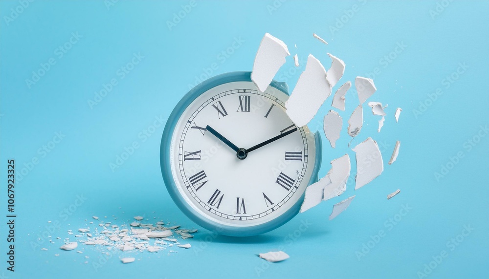 The clock broke and turned into sculptures and scattered The clock broke and turned into sculptures and scattered