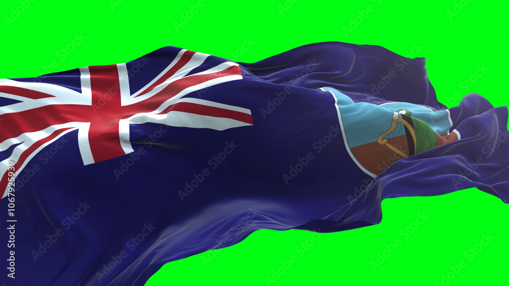 Fototapeta premium Montserrat flag - 3D realistic waving flag on green screen background for chroma key