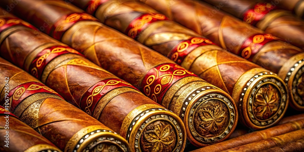 Close-up detail of Cuban cigar texture with rich colors and intricate patterns, cigar, Cuban, tobacco, luxury, smoke Close-up detail of Cuban cigar texture with rich colors and intricate patterns, cigar, Cuban, tobacco, luxury, smoke