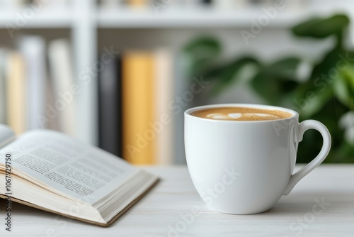 Cozy Scene with Coffee and Open Book