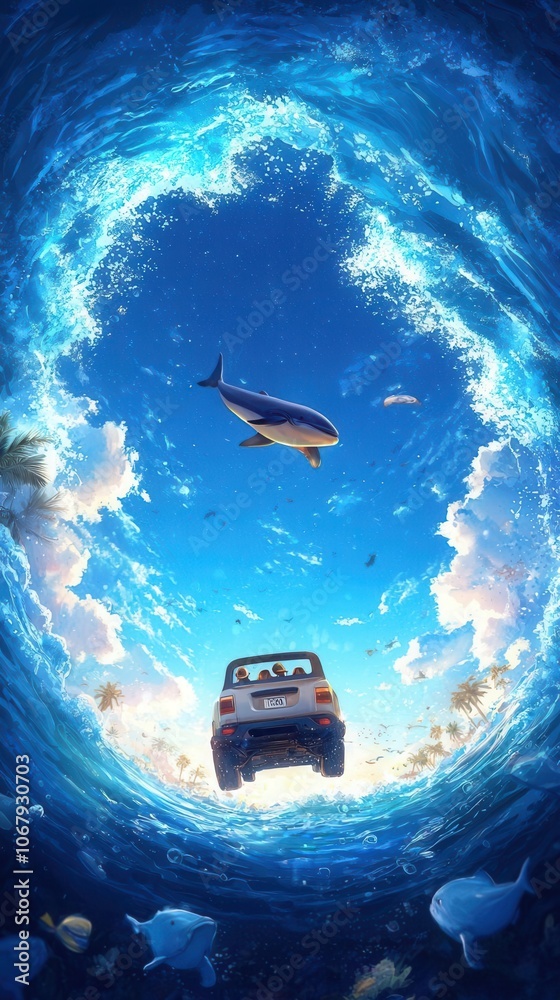 Fototapeta premium Ocean rally scene with imaginative vibe, rally , ocean , imagination, ,