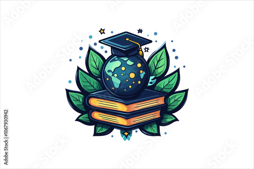 Graduation Vector Icon Illustration. Global Education.