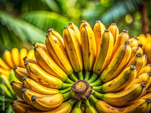 Captivating Macro Photography of Bananas Showcasing Unique Natural Textures, Colors, and Designs in a Vibrant Tropical Setting photo