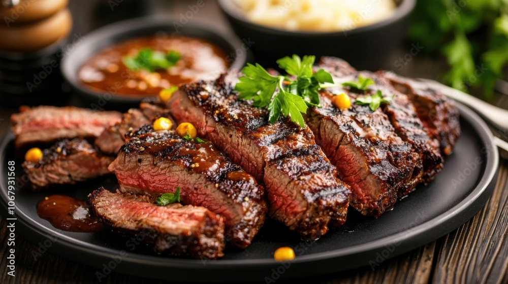 Luxurious Meat Dish with Fine Garnish and Plating