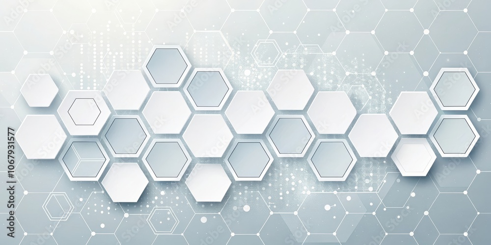 Abstract Geometric Pattern of Overlapping Hexagons on a Grey Background with a Subtle White Network of Lines Abstract Geometric Pattern of Overlapping Hexagons on a Grey Background with a Subtle White Network of Lines