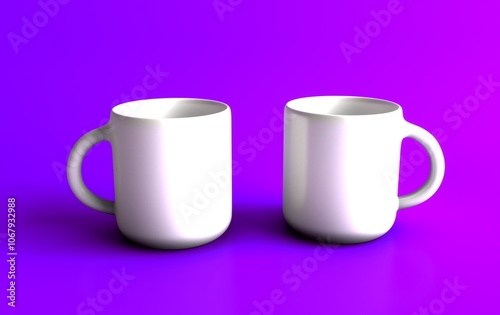 White color mug mockup and purple color background 