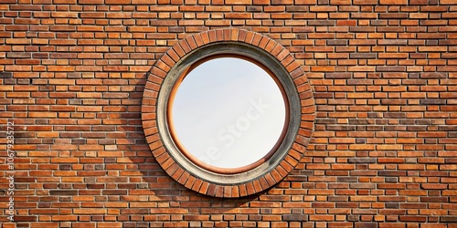 Round window on a brick wall , round, window, circular, brick, wall, architecture, design, exterior, vintage, building