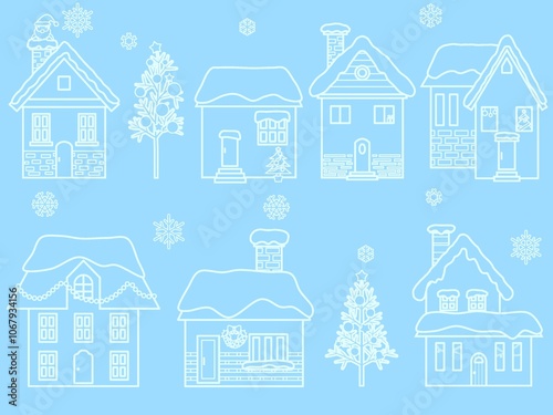 建物のシームレスパターン〈クリスマス〉C-5
