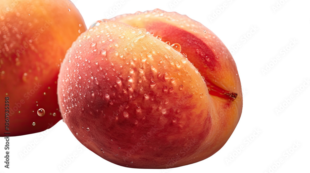 red apple with water drops on white background