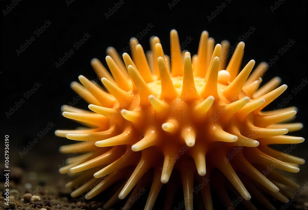 Golden Spikes of the Ocean: Sea Urchin Close-Up Golden Spikes of the Ocean: Sea Urchin Close-Up