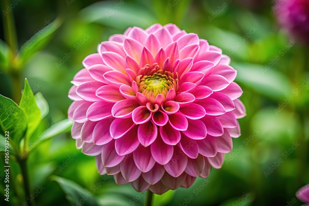AI-generated macro photograph of a close-up pink flower on a green background. Floral detail. AI-generated macro photograph of a close-up pink flower on a green background. Floral detail.