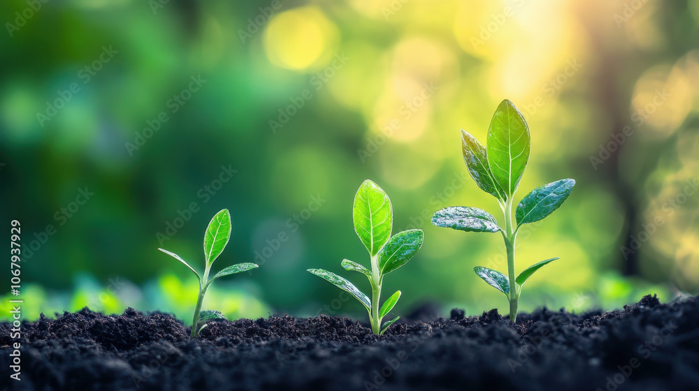 Nurturing growth is beautifully captured in this of young plants emerging from rich soil, symbolizing potential and vitality in nature Nurturing growth is beautifully captured in this of young plants emerging from rich soil, symbolizing potential and vitality in nature