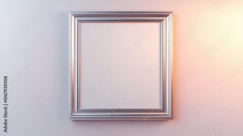 A sleek, empty picture frame mounted on a wall, showcasing a minimalistic design and modern aesthetics. A sleek, empty picture frame mounted on a wall, showcasing a minimalistic design and modern aesthetics.