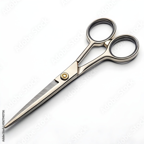 Professional Stainless Steel Barber Scissors Isolated on White Background - High-Quality Hairdressing Shears for Precision Cutting