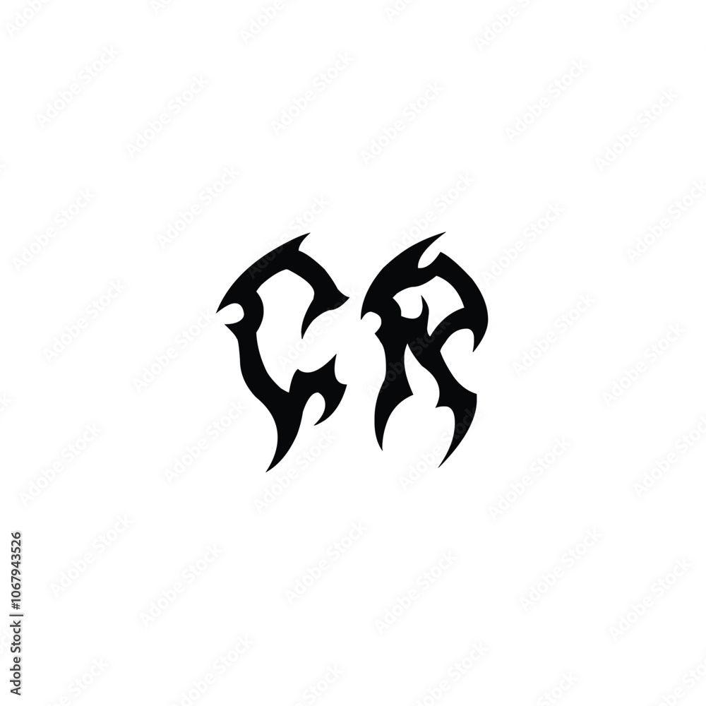 Fototapeta premium CR monogram logo design letter text name symbol monochrome logotype alphabet character simple logo