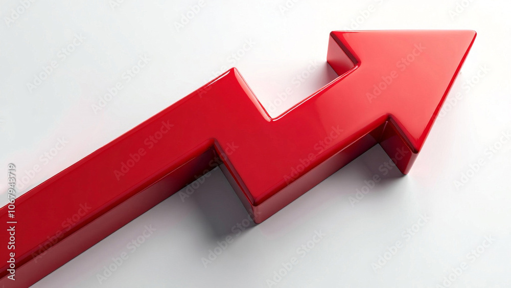 3D Financial Growth Arrow in Isometric View on White Background Representing Stability and Progress 3D Financial Growth Arrow in Isometric View on White Background Representing Stability and Progress