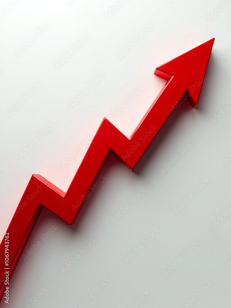 3D Financial Growth Arrow in Isometric View on White Background Representing Stability and Progress 3D Financial Growth Arrow in Isometric View on White Background Representing Stability and Progress