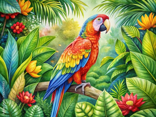 Wallpaper Mural Cute parrot illustration, bringing the tropics to your walls. Torontodigital.ca