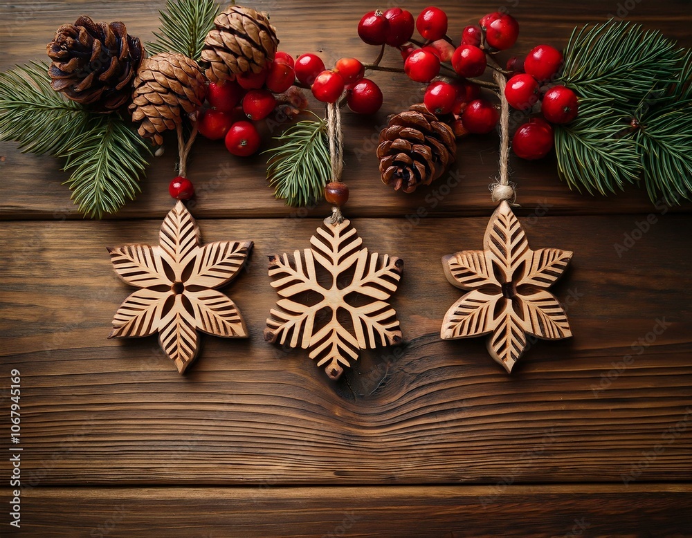Natural Wooden Snowflakes for Christmas Decor