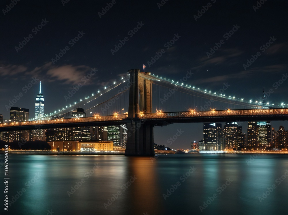 Obraz premium city bridge and city skyline