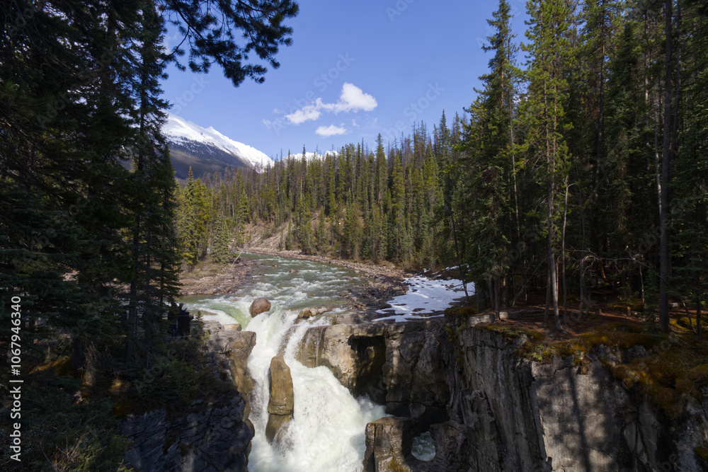 Sunwapta Falls on a Sunny Spring Day Sunwapta Falls on a Sunny Spring Day