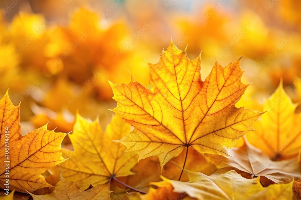 Close-up image of colorful yellow gold maple leaves in a fall autumn backdrop Close-up image of colorful yellow gold maple leaves in a fall autumn backdrop