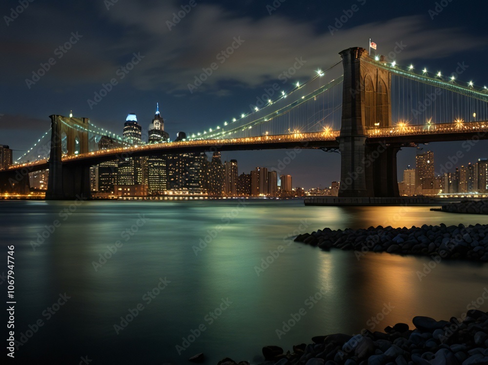 Fototapeta premium city bridge and city at night