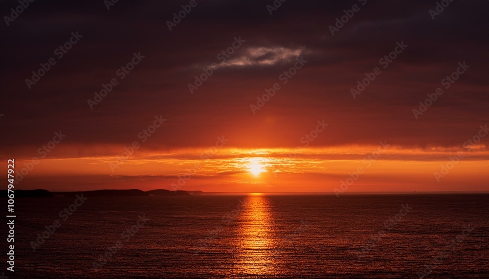 A big sun rises under the dark sky A big sun rises under the dark sky