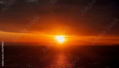 A big sun rises under the dark sky