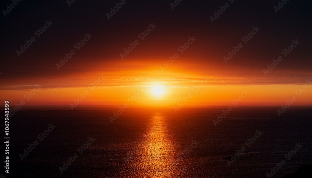 Obraz premium A big sun rises under the dark sky