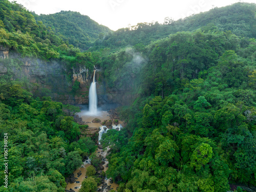 Waterfall between in the forest mountain