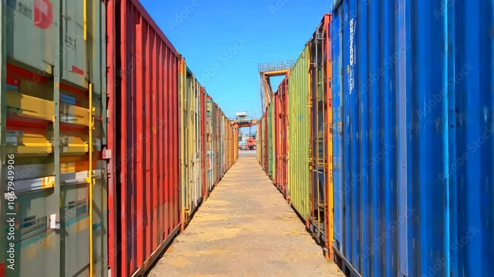 Shipping Containers Stacked in an Industrial Storage Yard Shipping Containers Stacked in an Industrial Storage Yard