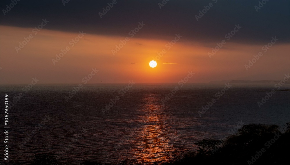 A big sun rises under the dark sky A big sun rises under the dark sky