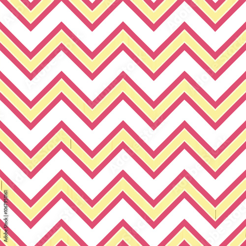 Vibrant Chevron Design with Alternating Pink and Gold Zigzag Stripes for Modern Décor