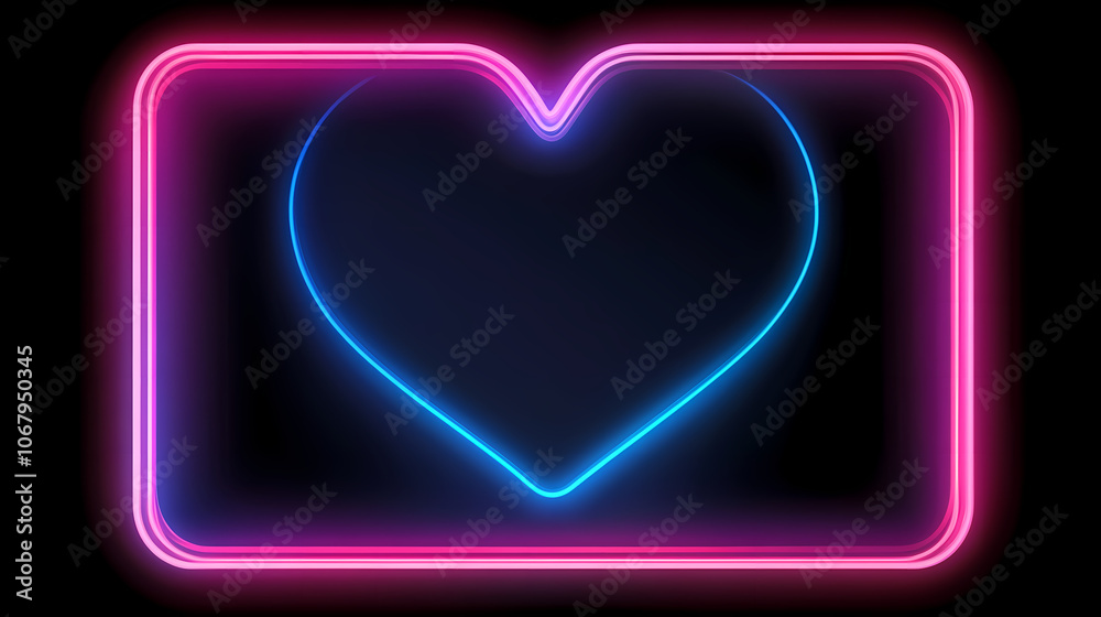 Heart neon futuristic sign frame pink blue. Neon. Illustration Heart neon futuristic sign frame pink blue. Neon. Illustration