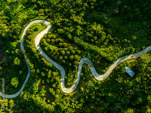 Aerial view of the road in the valley