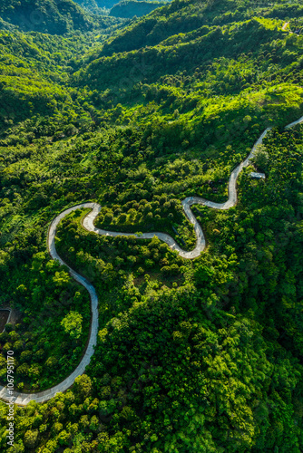 Aerial view of the road in the valley