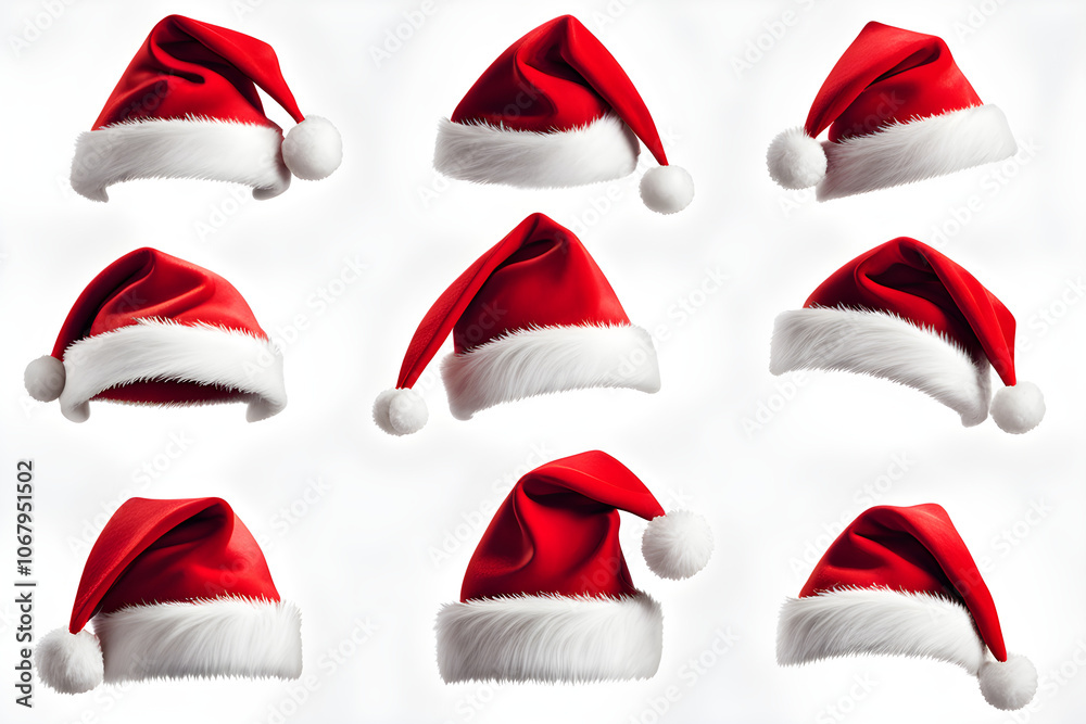 santa claus red hat isolated, set of santa claus hats, santa claus caps santa claus red hat isolated, set of santa claus hats, santa claus caps
