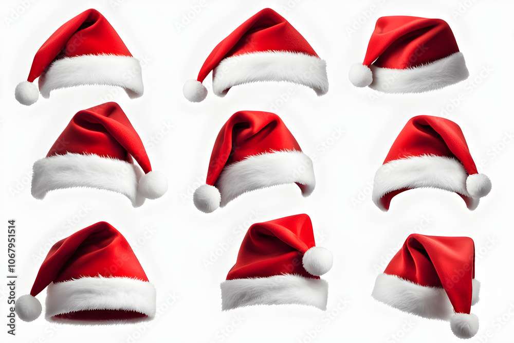 santa claus red hat isolated, set of santa claus hats, santa claus caps santa claus red hat isolated, set of santa claus hats, santa claus caps