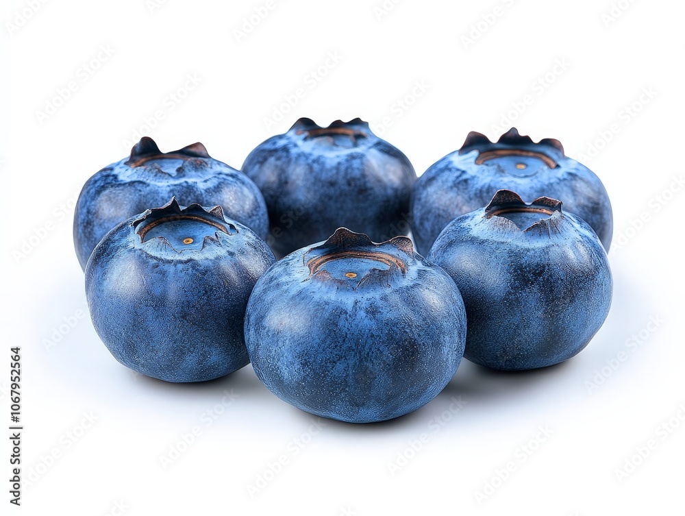 A group of blueberries arranged in a neat circle, their vibrant color highlighted against the white background A group of blueberries arranged in a neat circle, their vibrant color highlighted against the white background
