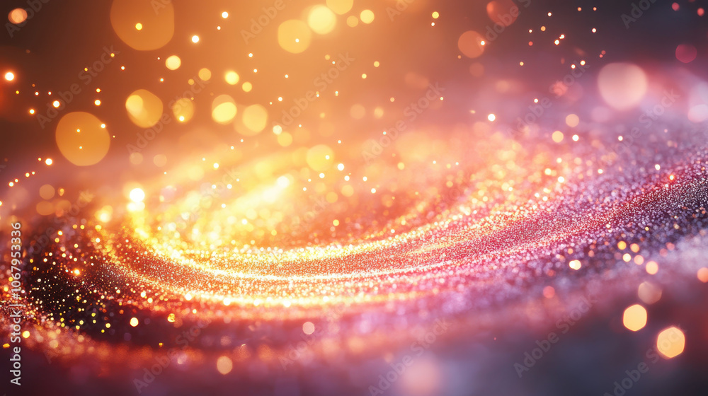 Obraz premium mesmerizing swirl of golden and purple particles creating cosmic effect, evoking sense of wonder and beauty in universe