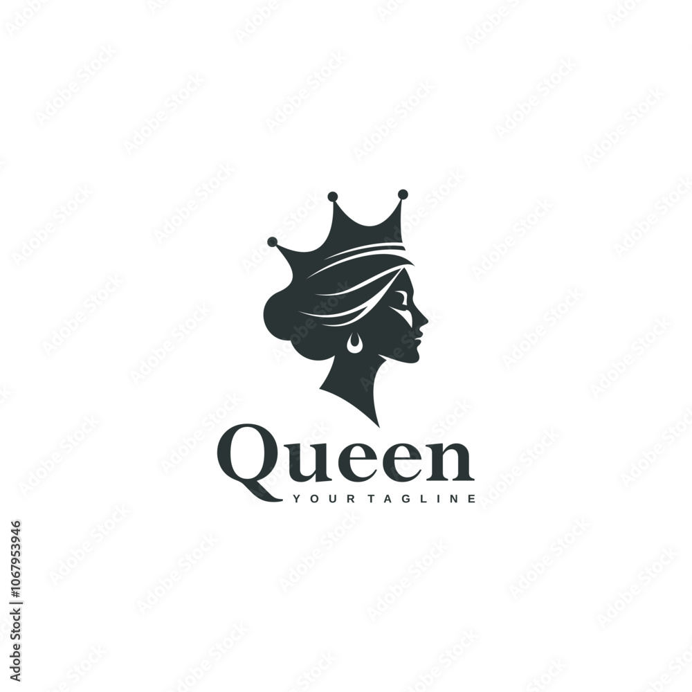 Obraz premium queen silhouette logo vector design illustration