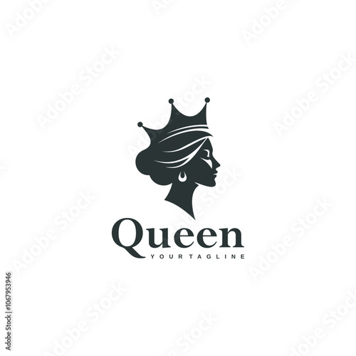 queen silhouette logo vector design illustration